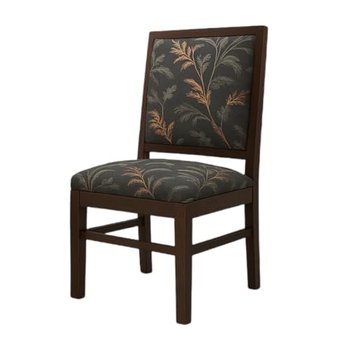 Image of KENDALWOOD Furniture | Solid Wood Dining, Study, Home Chair | Multipurpose Chair Set of 2 | Color:- Walnut Finish with Grey Printed Cushions | Pre-Assembled | 1 Year Warranty |