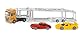 siku 3944, MAN Autotransporter, 1:50, Inkl. 2 Spielzeug-Autos, Metall/Kunststoff, Gelb/Silber, Abkoppelbarer Anhänger, Absenkbare Plattform