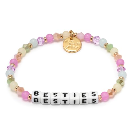 Little Words Project Besties Bracelet The Original Word Bracelet Made with Colorful Beads and Plated Brass Hardware Handcrafted Design & Positive Message Size L/XL