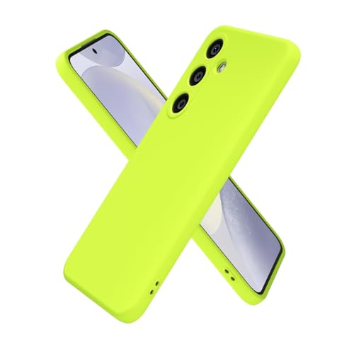 oakxco for Samsung Galaxy S24 Plus Case Silicone, Ultra Slim Thin Phone Case for Women Girls, Plain Solid Color Minimalist Aesthetic Cute Girly Design, Soft Rubber Gel with Camera Cover, Neon Green