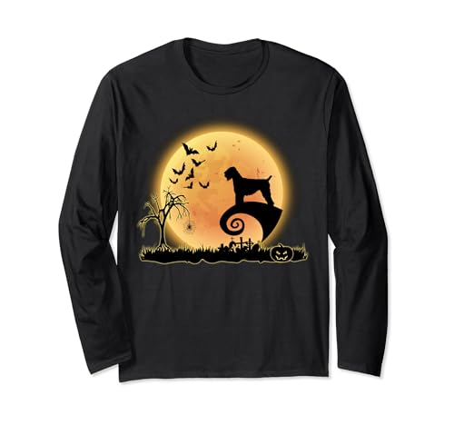 Black Russian Terrier Dog Scary Moon Funny Halloween Costume Manga Larga