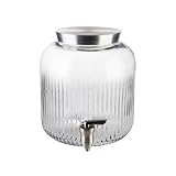 APS 10819 Getränkespender - Glas, 5 Liter, Ø 20 cm, H: 23 cm, mit Deckel und Zapfhahn