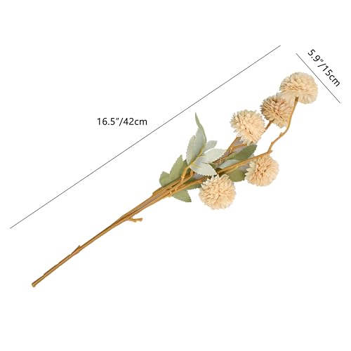 Image of Mandy's 6 Stems Silk Beige Kiku Ball Flowers