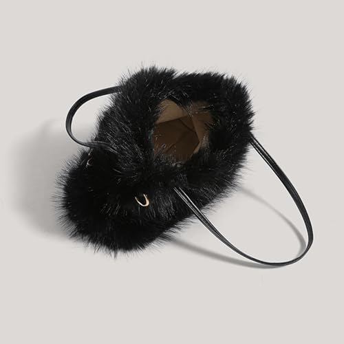 Bow Purse Plush Bow Handbag Faux Fur Top Handle Crossbody Shoulder Bag with Rhinestone Detail Trendy Gift Women3