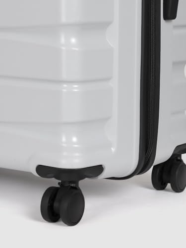 Image of Teakwood 76 CM Unisex Trolley Bag for Travel, Hard Cabin Trolley Large Travel Suitcase Bag, Lock System 360 Degree 8 Rotating Wheels (76 CM, Metallic Silver)