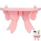 Pink Floating Shelves: Decor Figurine for Shelves, Rustic Wall Wooden Nursery Kids Home Holder Flower Plant Rack Floating Style Bathroom, Nordic Shelf (Pink) Mounted Shaped: Bow & Frame
