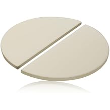 15 Inch Half-Moon Ceramic Heat Deflector Plates for Kamado Joe Classic I, II, III, Big Green Egg Grill Parts BQ Accessories, 2-Pack Pizza Stone