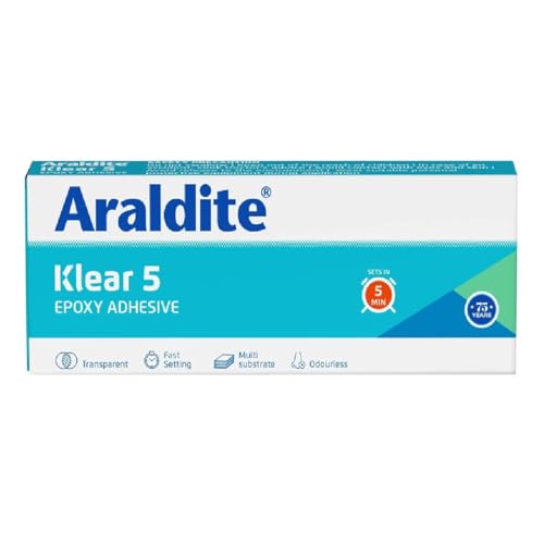 Araldite Klear 5, 26g (R & H 13 g), Fast Setting Transparent Epoxy Adhesive, Clear Epoxy with Setting Time of 5 Mins for Quick Bonding & Repair, Glue for Fast Permanent Repair