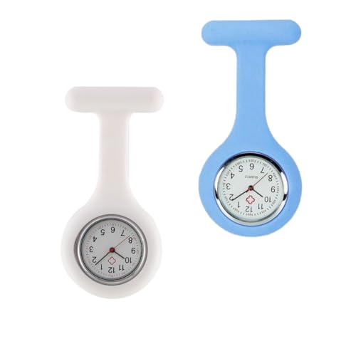 KARELLS Reloj De EnfermeríA Broche, Reloj de Bolsillo Enfermera Cuarzo, 2 Piezas Reloj de Bolsillo Médico, Relojes de Doctor Resistente al Agua con Silicona, Reloj De Enfermera con Broche