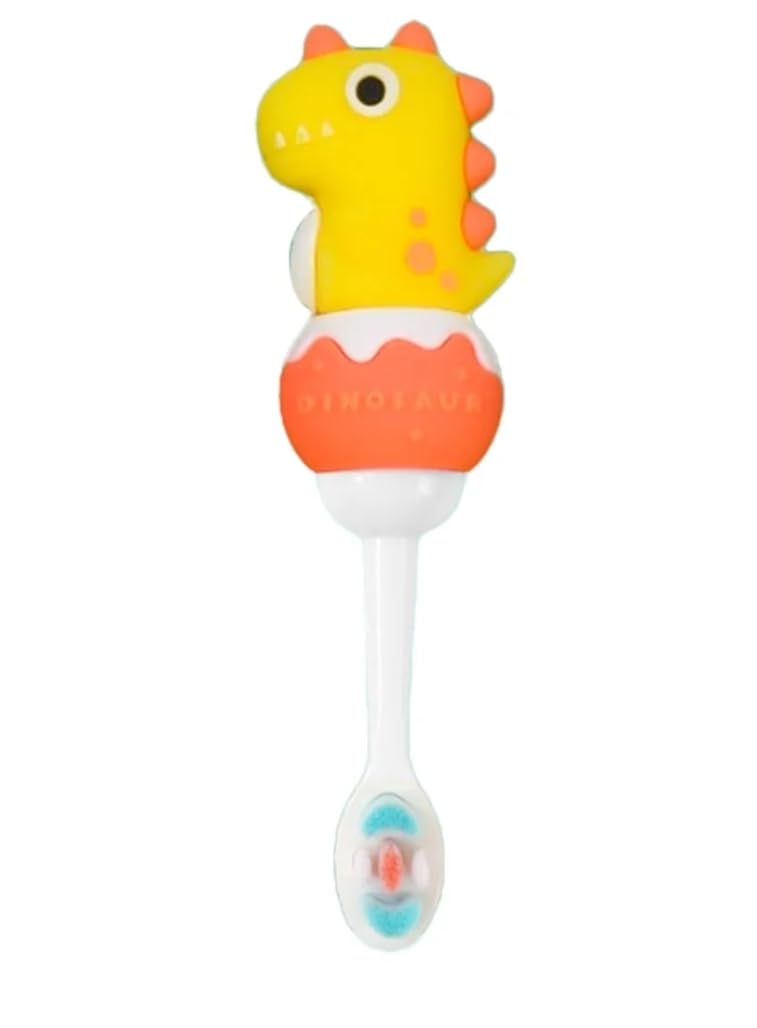 1Pc Children's Manual Toothbrush Soft Bristle Baby Toothbrush 2 Colors Optional, 2-12 Years Old (Yellow Diano Any One Design Will Be Dispatch)-image-28