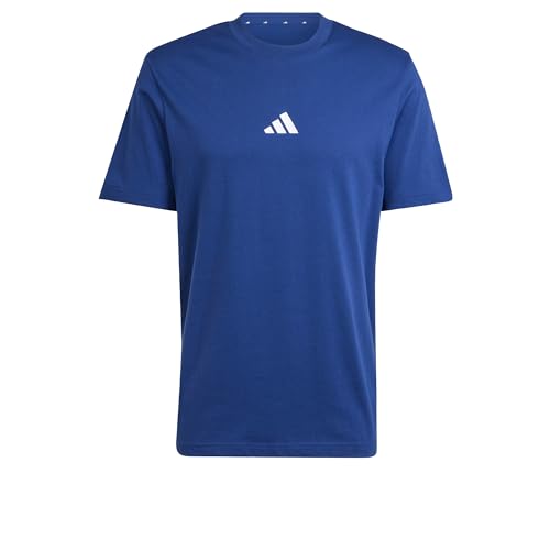 adidas Uomo Essentials Small Logo Single Jersey Tee, Dark Blue/White, XXL