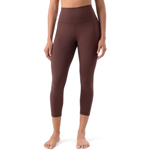 YUNOGA Women's Buttery Soft 21" Inseam Yoga Pants, High Waisted Tummy Control Workout Running Capri Leggings2