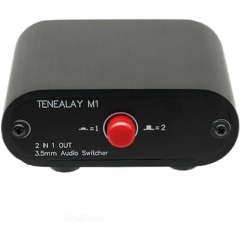 M1 2 in 1 Out 3.5mm Stereo Audio Switch aux switcher Speaker selector Splitter Box Cover