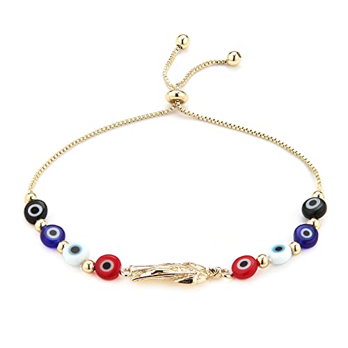 Hzman Evil Eye Bracelet For Women Men 14K Gold Plated St. Jude Retro Evil Eye Beads Luck Protection Stretch Bracelet Jewelry Gift #TOP20