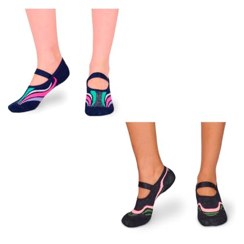 Kit 2 Pares de Meias Sapatilha Puket Feminina Antiderrapante para Pilates, Yoga e Academia Confortável, Solado com Grip, Ideal para Exercícios Tamanho 34 ao 39