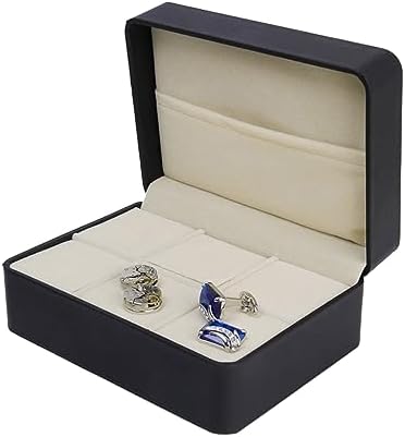Cufflink and Tie Clip Storage Box 6-Compartment Pu Necktie Bar Case Compact 5.70 X 4.13 X 2.36 in Jewelry Organizer for Men S Accessories Gift for Home Storage image 5