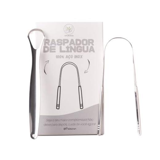 Raspador Limpador de Língua Aço Inox Kit 2 Ferramenta Raspagem Higienizador Lingual Ayurveda Palaziun