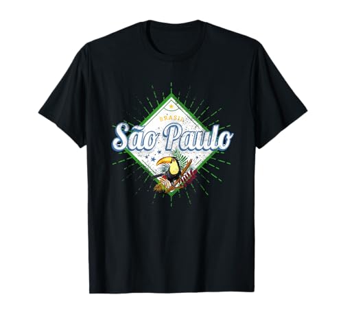 Sao Paulo en Brasil diseño Vintage con Souvenir de tucán Camiseta