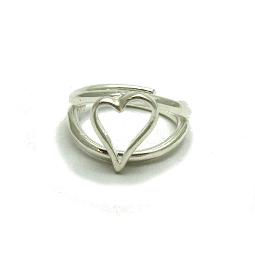 Bague en argent massif 925 avec coeur élégant et anneau ajustable R001678