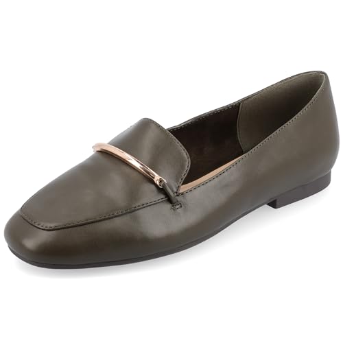 Image of Journee Womens Loafer Flat Notched Topline Square Toe Slip-On Block Heel - Wrenn Casual Dress Shoe