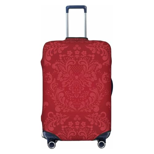 Vintage Burgundy Print Luggage Cover For Suitcase,Washable Elastic Travel Suitcase Protector With Zipper Closure And Bottom Buckle – Fits 18-32
