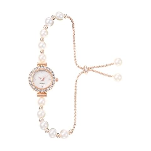 ADSBIAOYE Women's Fashion Simple Floral Bracelet Watch Diamond Quartz Light Luxury Watch (White), C2311 Cover