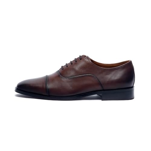 Image of LOUIS STITCH Formal Shoes for Men- Handcrafted Oxford Casuals Shoe | Italian Leather | Lace-Up Style | Ideal for Business, Formal Brunette Brown | UK Size 7 (EUOX)