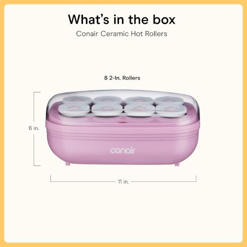 Conair Jumbo Hair Rollers, Ceramic, 2" Rollers, 8 Count, Pink - image 7