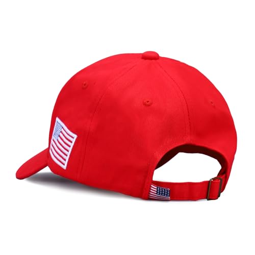 Image of USA Trucker Hat for Men & Women American Flag Cap Adjustable Baseball Cap Mesh Snap Patriotic 3D Embroidered Cap