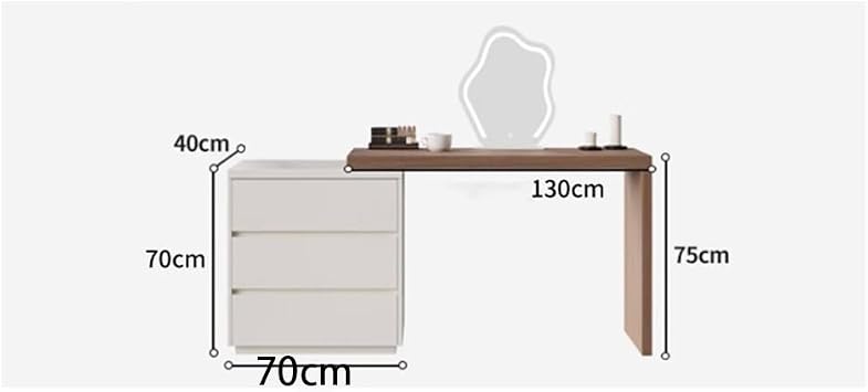 Dressing Table Vanity with Nightstand Solid Wood Small Modern Minimalist Makeup Desk for Bedroom