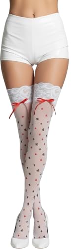 Image of ToBeInStyle Women's Harlequin Jester Thigh High Stockings Playing Card Checkered Opaque Halloween Costume Hosiery