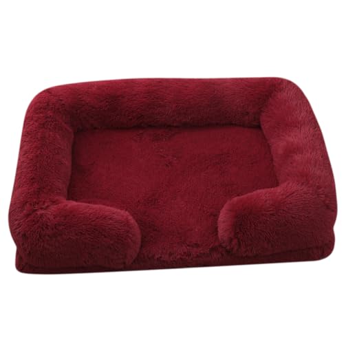 Fluffy Wolke Orthopädisches Hundebett, Hundekissen, für mittelgroße Hunde 2.5-40KG, wasserdichte Innenschicht, erhöhte Ränder, Abnehmbarer, waschbarer Bezug, rutschfest,Weinrot,S 40*35 CM(