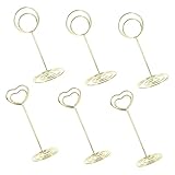 Tofficu 6 Stück Metallkartenhalter Gold Kleiner Fotokartenhalter mit Sockel Stabiler Notiz und Tischnummernhalter für Hochzeit Büro und Party