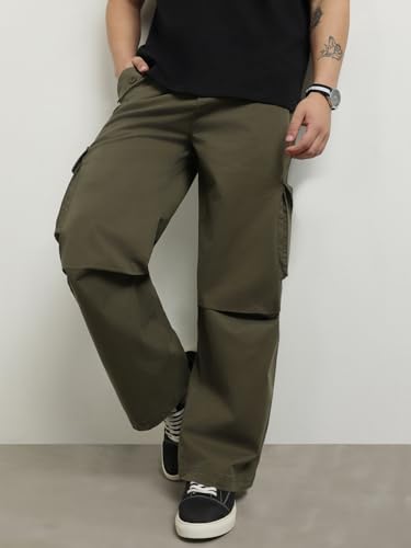 Image of Nobero Oversized Cargo Pants for Men | Oversized Fit | Multiple Cargo Pockets | Elasticated Waist | Casual & Utility Wear