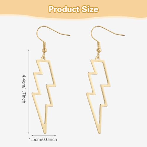 Lusofie Lightning Bolt Earrings 80s Punk Lightning Earrings Flash Thunder Hook Earrings Dangle Earrings for 80's Party2