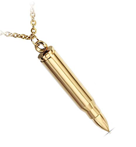 Markenlos Edelstahl Patrone Kette aufschraubbar Geheimversteck Munition Bullet vergoldet