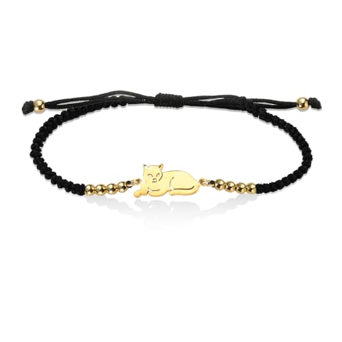 VASSAGO Pulsera de gato para mujeres y hombres ajustable hecha a mano cuerda de cuerda colorida con cuentas pulsera de animales lindos