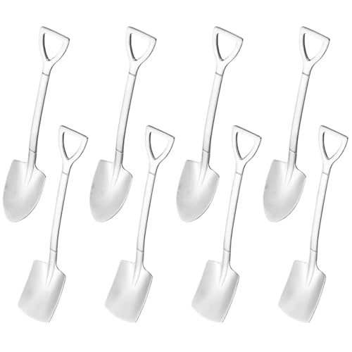 Edelstahl Spatenlöffel, schaufelförmiger kreativer Schaufelnetz roter Löffel, Wassermelonenlöffel Milchtee Kaffee Kaffee Zuckerlöffel...