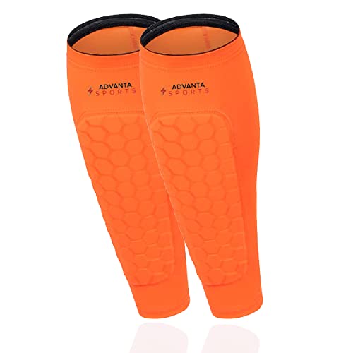 Advanta Sports Soccer Shin Guards For Kids Youth - Protective Soccer Gear Boys, Girls - Adults Men Women Compression Sleeve - Soccer, Football, Boxing, Biking Shin Pads, High Impact Resistant, 1 Pair #TOP7