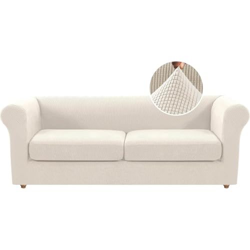 BUAOGDVG Housse de canapé Chesterfield Extensible avec Housses de Coussin séparées for Meubles de Salon avec Tissu Jacquard Plus épais(Denti Bianchi,Grande...