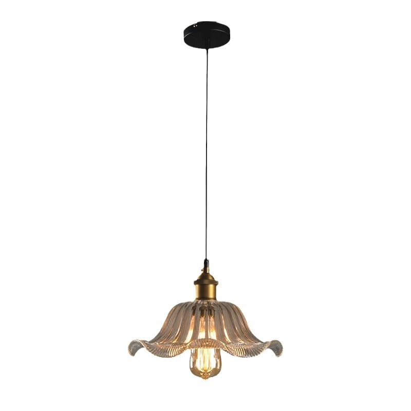 Lampe suspendue moderne E27 lustre fleur en verre transparent pour restaurant
