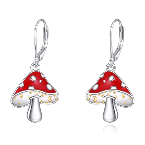 Mushroom Earrings For Women 925 Sterling Silver Mushroom Jewelry for Mom Wife Sister