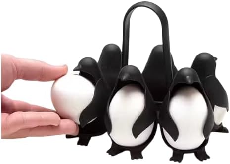 Penguin-Shaped Boiled Egg Cooker, Holds 6 Eggs, Soft or Hard Boiled Eggs, Store and Serve Egg Holder for Easy Cooking and Fridge Storage