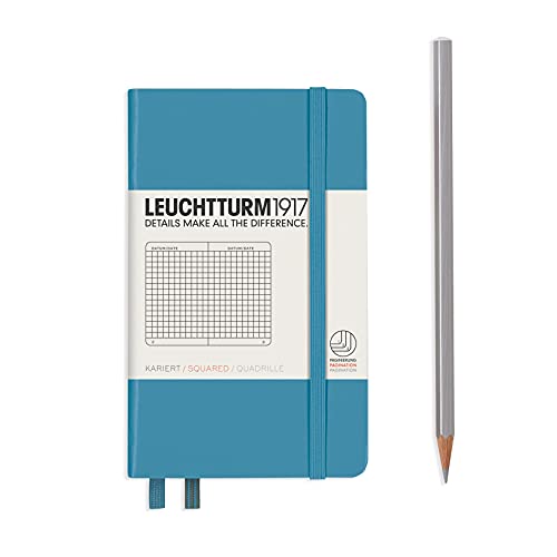 LEUCHTTURM1917 Carnet poche A6-187 pages numérotées (bleu, quadrillé)