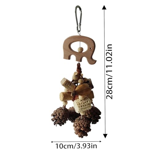 Bird Toy for Parrots, Chewing Toy for Birds, Parrot Toy with Pinecones, Hanging Bird Toys, Bird Chew Toy for Parrots, Wooden Bird Hanging Toy, Small Medium Bird Toy, Parrot Playtime Toy - Afbeelding 3