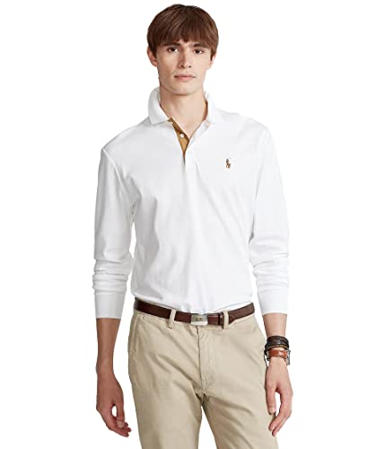 Polo Ralph Lauren Polo doux au toucher à manches longues coupe classique, blanc, XX-Large