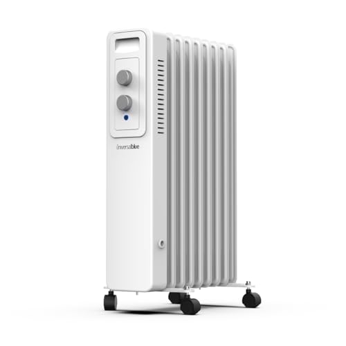 UNIVERSALBLUE Calefactor Eléctrico de Aceite Bajo Consumo | Radiador Aceite Blanco 2500W | 11 Elementos Calefactores | 3 Potencias | Silencioso | Sistema de Seguridad | Termostato Ajustable| 23m²
