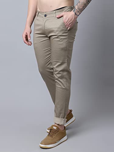 Image of Majestic Man Slim Fit Casual Trousers for Men (36, Beige)