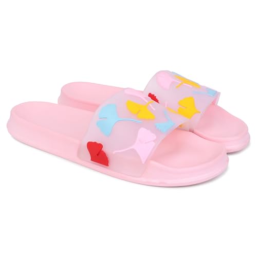 Image of Pampy Angel Transparent Leafs Women's Flip Flops Slides Back Open Household Comfortable Slippers