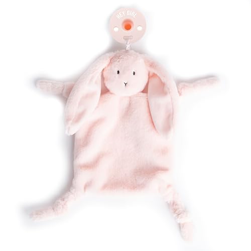 Image of Pacifier Holder with Detachable Pacifier by Bella Tunno, Soft Animal Lovey Snuggle Toy Attaches to Teethers, Baby Gift for Newborn Boys and Girls, Babies 0+ Months, Bunny